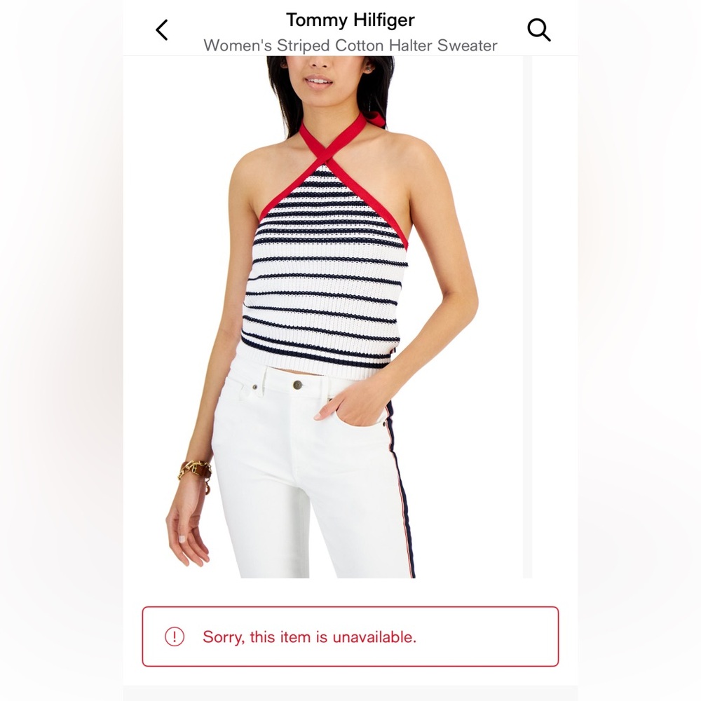 Tommy Hilfiger Women's Striped Cotton Halter Sweater